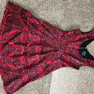 Red and Black Patterned Dress
